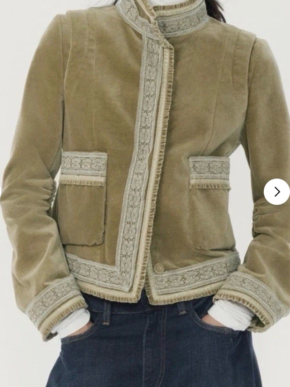 ZARA x The Item Zara Woman olive velvet jacket size extra small